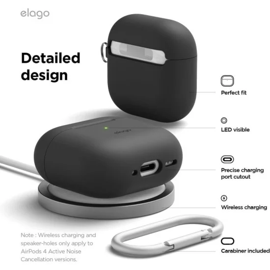 Elago Airpods 4 Silicone Hang Case - Black